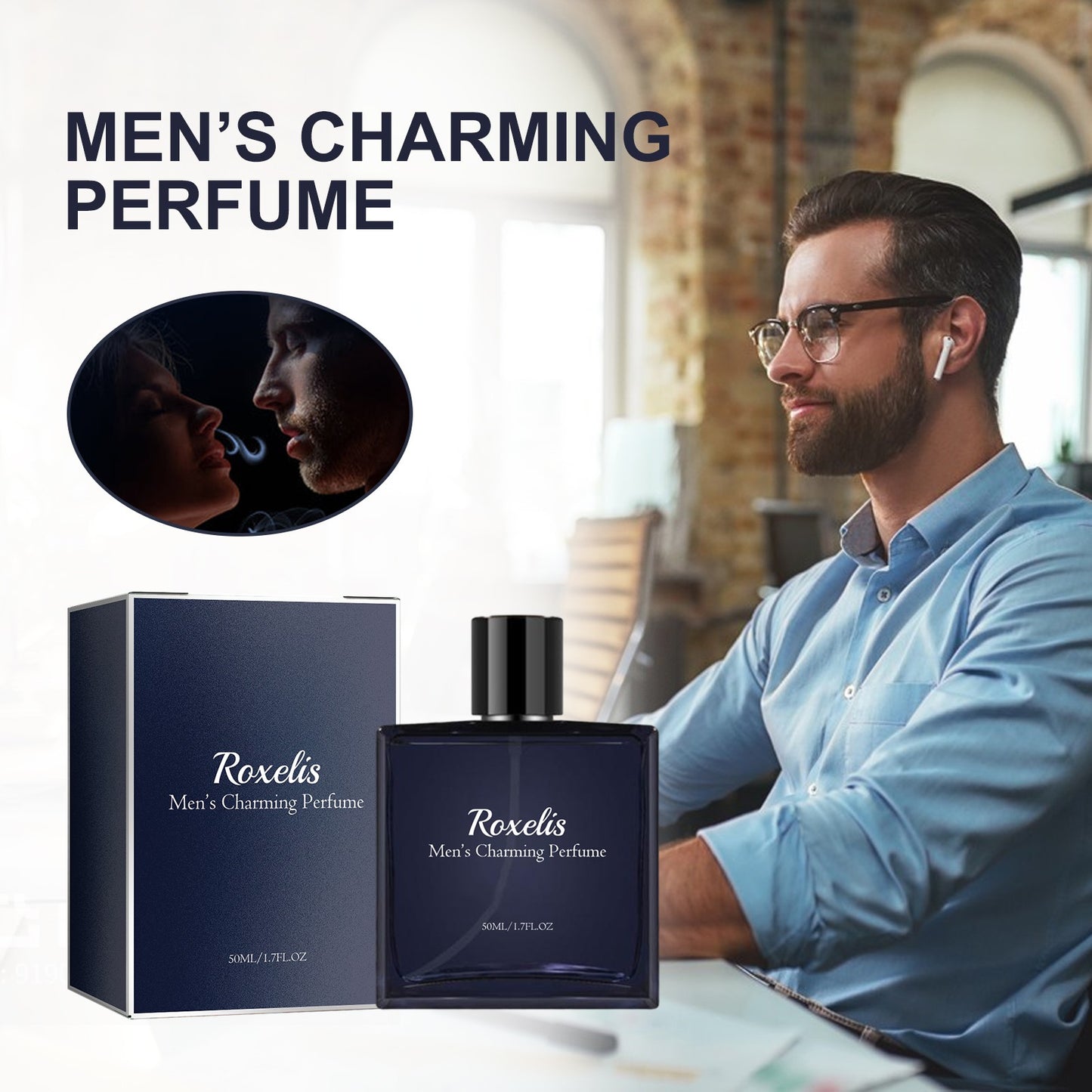 Roxelis 50ml Men Glamour Perfume Spray Colônia Leve Fresca Feromônio Casal Romântico Encontro Cavalheiros Charmo