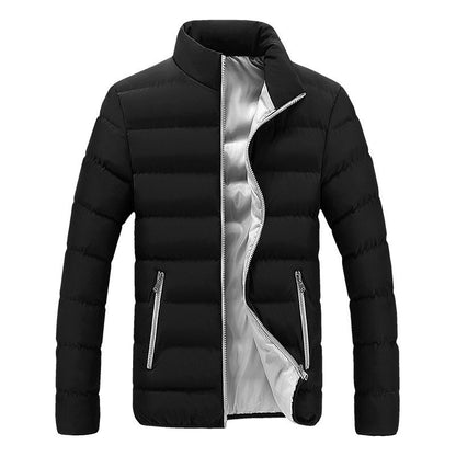 2024 Black New Men's Warm Jacket Cotton Padded Jacket Casual Sports Autumn Winter Men Standing Collar Warm Thick Parker Coat Jac