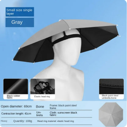 Head Wearing Foldable Umbrella Hat For Sun Protection Rain Protection Fishing Outdoor Sports Cycling Sun Protection Umbrella Hat