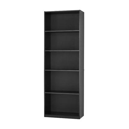 5-Shelf Bookcase with Adjustable Shelves,Solid Wood/Closed Back/Display Bookshelf for Living Room,Bedroom,Home and Office,White