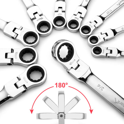 14-Piece Wrench Set, Ratcheting Wrench Set, Metric 6-19mm,Chrome Vanadium Steel with Storage Bag for truck/garage projects, etc.