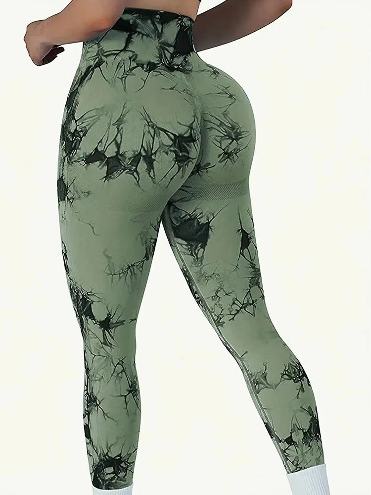 Tights Women Tie Dye Leggings High Waist Lifts Butt Tummy Control Push Up Seamless Yoga pants Ladies Workout Gym Clothing