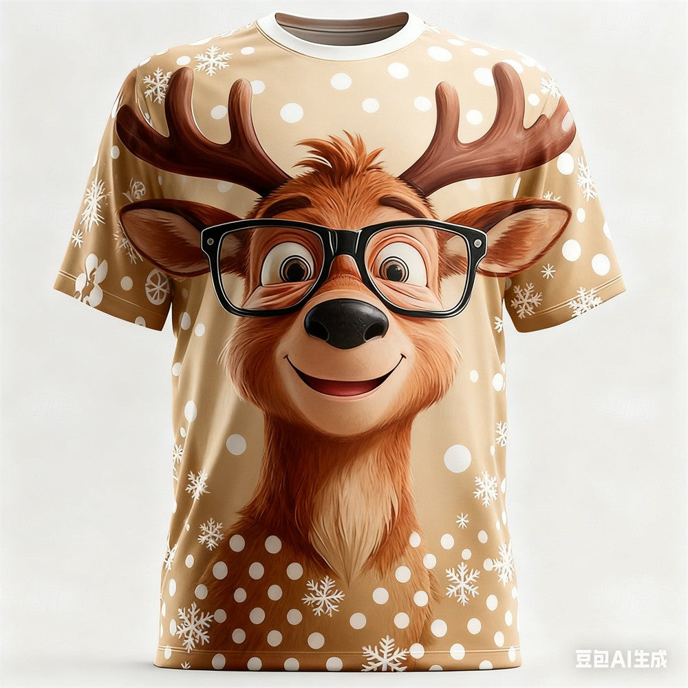 Christmas Men's T-shirt Animal 3D pattern printed Men's women's round neck T-shirt quick-dry t shirt for man Unisex y2k clothing