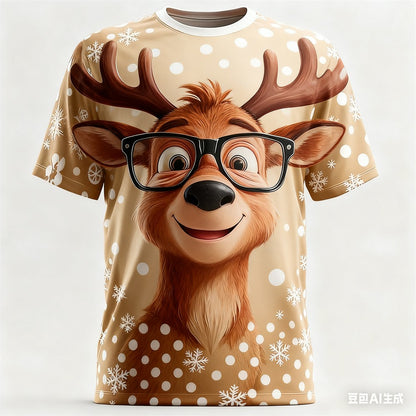 Christmas Men's T-shirt Animal 3D pattern printed Men's women's round neck T-shirt quick-dry t shirt for man Unisex y2k clothing