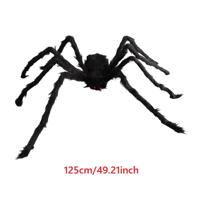 Giant Black Plush Spider Halloween Decoration 30-200cm Horror Haunted House Props Indoor Outdoor Party Scary Decor