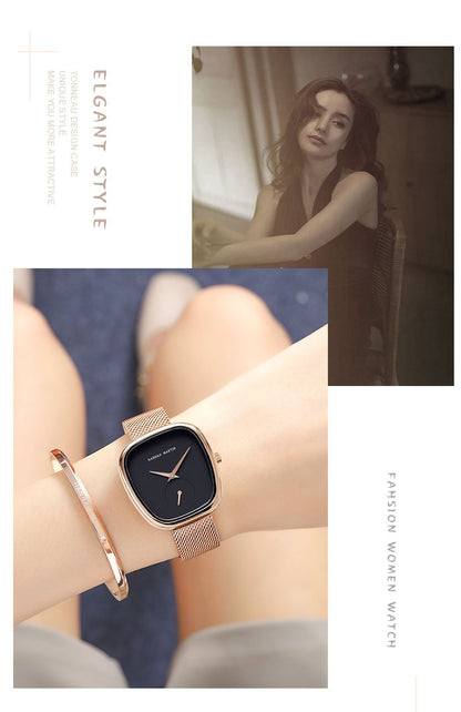 HANNAH MARTIN Brand Original Luxury Women Watch Rose Gold Fashion Stainless Steel Quartz Movement Waterproof Women Dress Watches