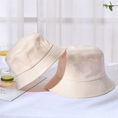 Cotton Summer Foldable Bucket Hat Unisex Women Outdoor Sunscreen Hat Pure Color Fishing Hunting Cap Men Basin Chapeau Beach Cap