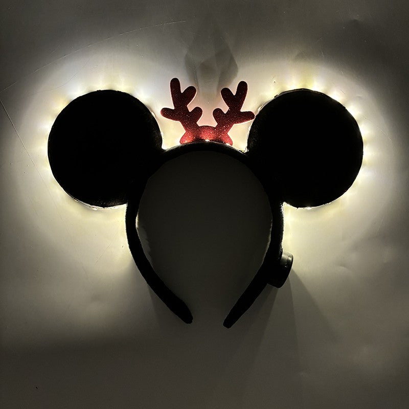 1/2pcs LED Glowing Neon Mouse Ears Headband Girls Festival Headbands Mickey Hairband Children Birthday Party Hair Accessories