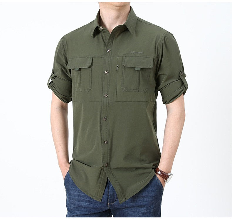 Summer Jacket Upf 50+ Sun Protection Fishing Shirts Men's Quick Dry Long Sleeve Shirts Mesh Breathable Hiking Work Cargo Shirts