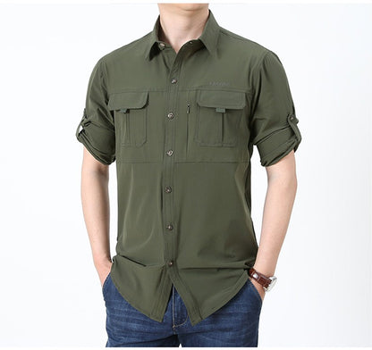 Summer Jacket Upf 50+ Sun Protection Fishing Shirts Men's Quick Dry Long Sleeve Shirts Mesh Breathable Hiking Work Cargo Shirts