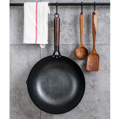 Panela Wok de Ferro Puro Konco, Panela de Ferro Fundido Antiaderente, Uso Geral para Fogão a Gás e Indução 32cm