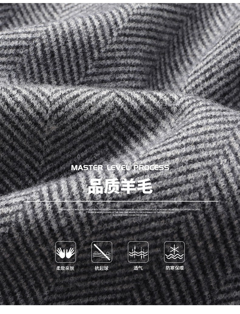 Autumn Winter Woolen Jacket for Men High-quality Casual Business Short Trends Coat Thickened and Warm Social Overcoat 2023