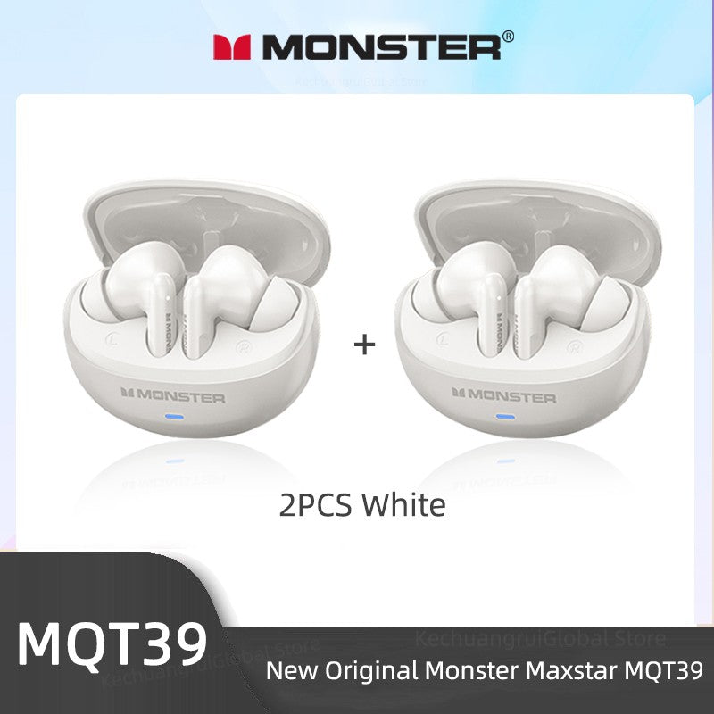 Monster MQT39 Wireless Bluetooth 6.0 Earphones TWS Hifi Stereo Wireless Headphones Gamer Headset Noise Reduction Sports Earbuds