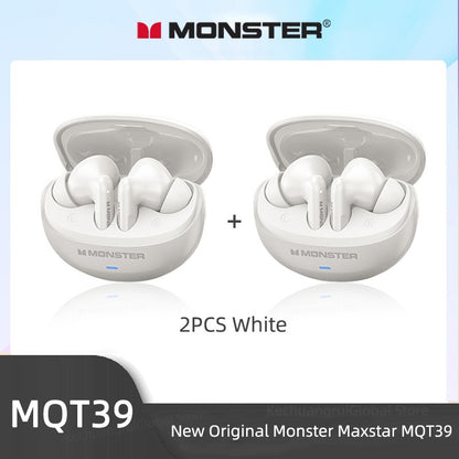 Monster MQT39 Wireless Bluetooth 6.0 Earphones TWS Hifi Stereo Wireless Headphones Gamer Headset Noise Reduction Sports Earbuds