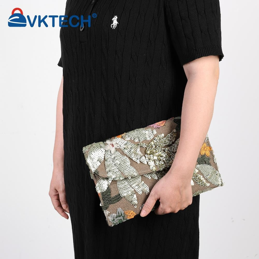 Straw Bag Evening Clutch Sequin Envelope Package Embroidered Handbag for Wedding Vacation Travel