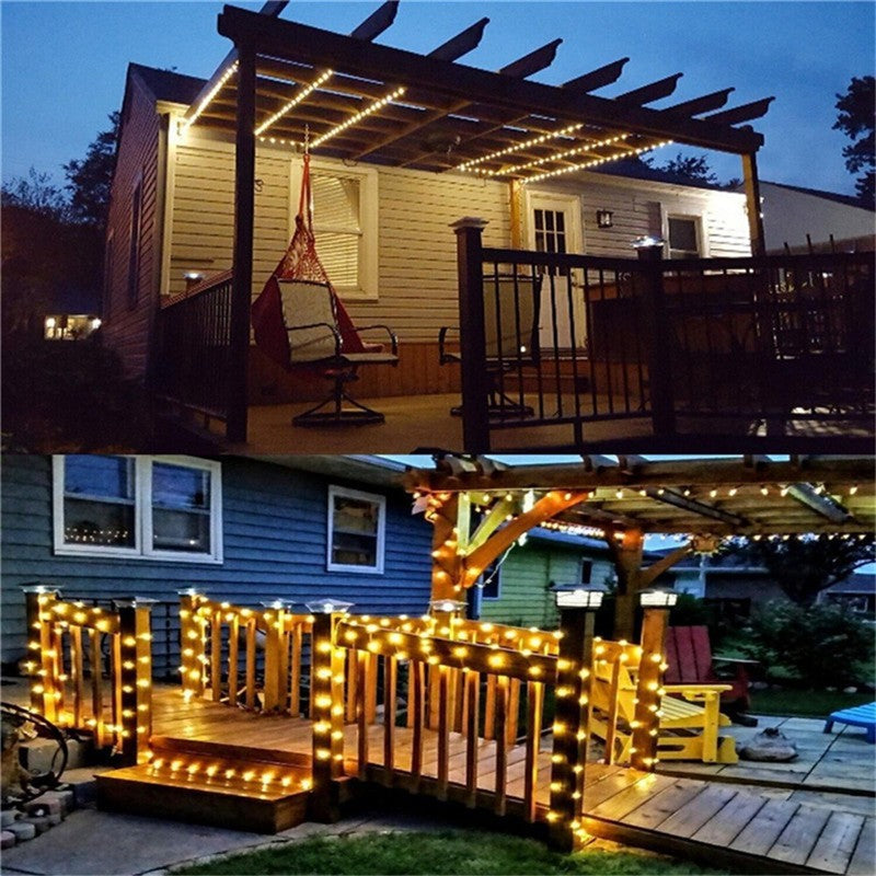 2 Pack LED Solar Light Outdoor Waterproof Copper Fairy Garland String Lights Christmas Party Garden Solar Lamp Decoration 12/22M