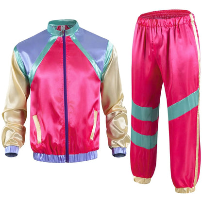 1990s Disco Tracksuit 2pcs Jogging Wear Retro Style Carnival Theme Party Suit Live Cosplay Jacket and Pants  cosplay costumes