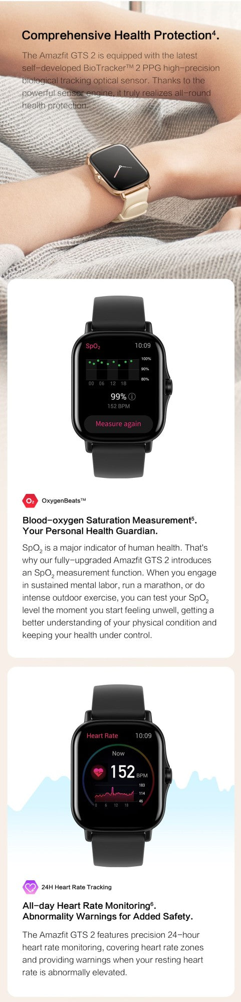 [Nova Versão] Smartwatch Amazfit GTS 2 43mm Rastreamento Completo de Saúde e Fitness Smart Watch com Alexa Integrada