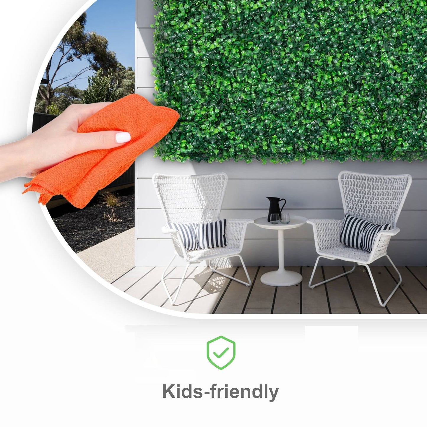 SucceBuy Artificial Boxwood Panel  24pcs 20x20/24x16 in Boxwood Hedge Wall Panels Artificial Grass Backdrop Wall Green Grass