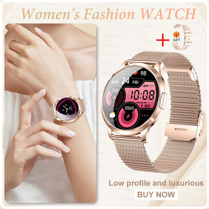 New Women Smart Watch 1.32"AMOLED Full Touch Screen Bluetooth Call Blood Pressure IP68 Waterproof NFC 7.3mm Ultra-thin bracelet