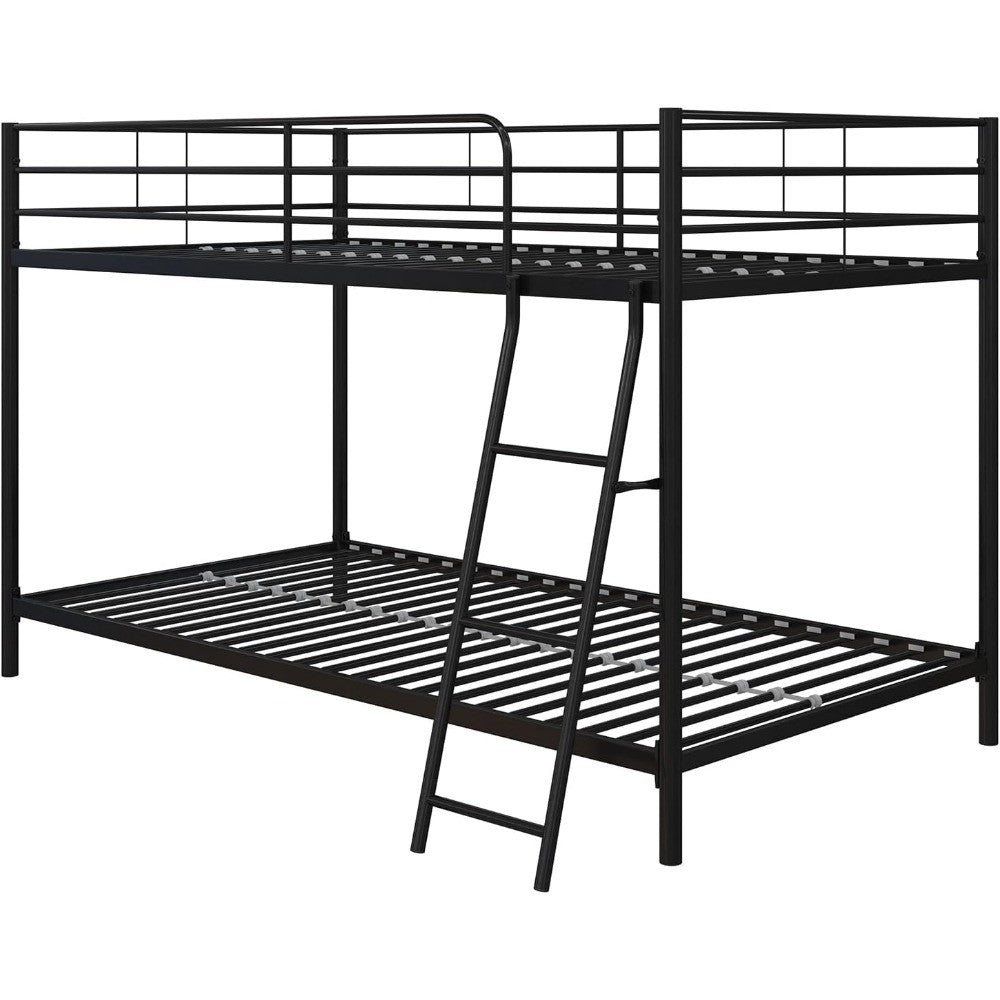Junior Twin over Twin Bunk Bed, Space-Saving Design, Full-Length Guardrails,