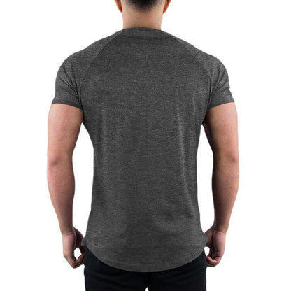 Plain Gym T-shirt Men Summer Fitness Clothing O-Neck Short Sleeve T shirt Cotton Slim Fit Tshirt Bodybuilding Workout Tees Tops
