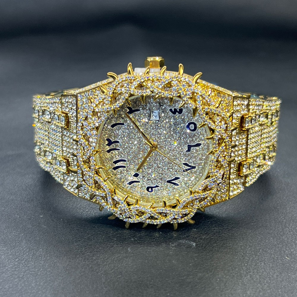 Hot Fashion Full Diamond Watch Men MISSFOX Brand Hip Hop lced Qut Bling Jewelry Flower Quartz Wristwatch For Man Dropshipping