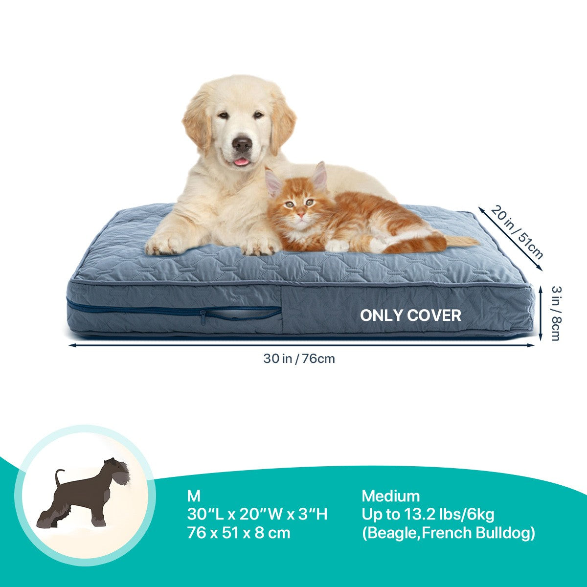 1 capa de cama ortopédica para cães grandes, capa lavável para cama de cão em espuma, colchonete para animais de estimação com acolchoamento multiagulha, capa para cama de caixa para cães