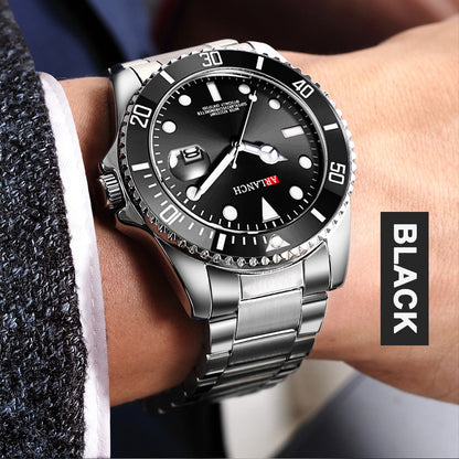 Business Stainless Steel Watch 40mm Classic Red Blue Circle Diving Series Magnifying Glass Calendar Quartz Watches montre homme