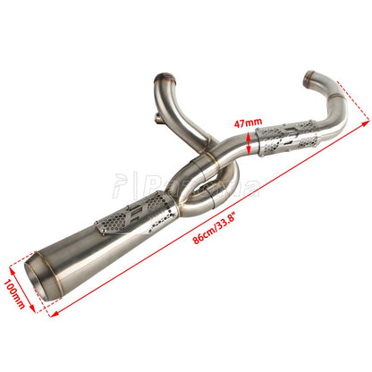 Pazoma 2-in-1 Exhaust Muffler Motorcycle Stepped Exhausts System For Harley Dyna Low Rider Street Fat Bob Super Wide Glide 06-17