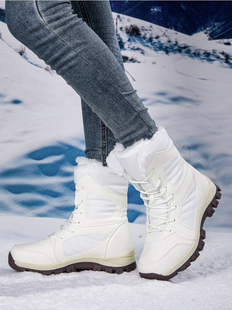 Winter Women's Snow Boots High Top Hiking Boots for Women Winter Outdoor Walking Sneakers Waterproof Plush Warm Platform Boots