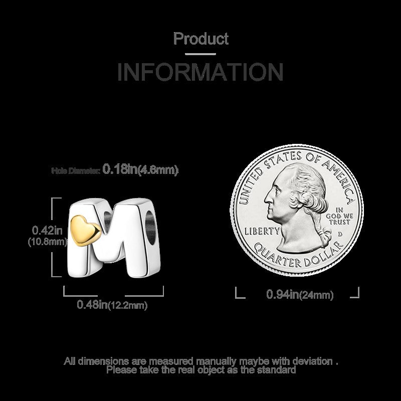 Fit Original Bangle Bracelet DIY A-Z Alphabet Charms Bead 925 Sterling Silver CZ Zircon LOVE Letter Dangle Pendant Jewelry Gift
