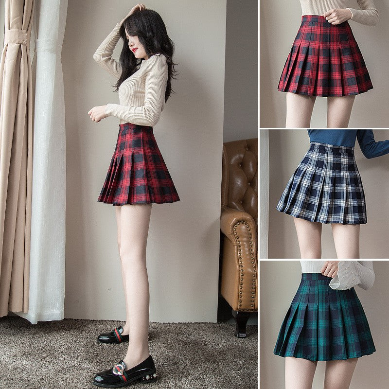Harajuku Short Skirt New Korean Women Zipper High Waist School Girl Pleated Plaid Sexy Mini Preppy Style Falda Sexy Mujer