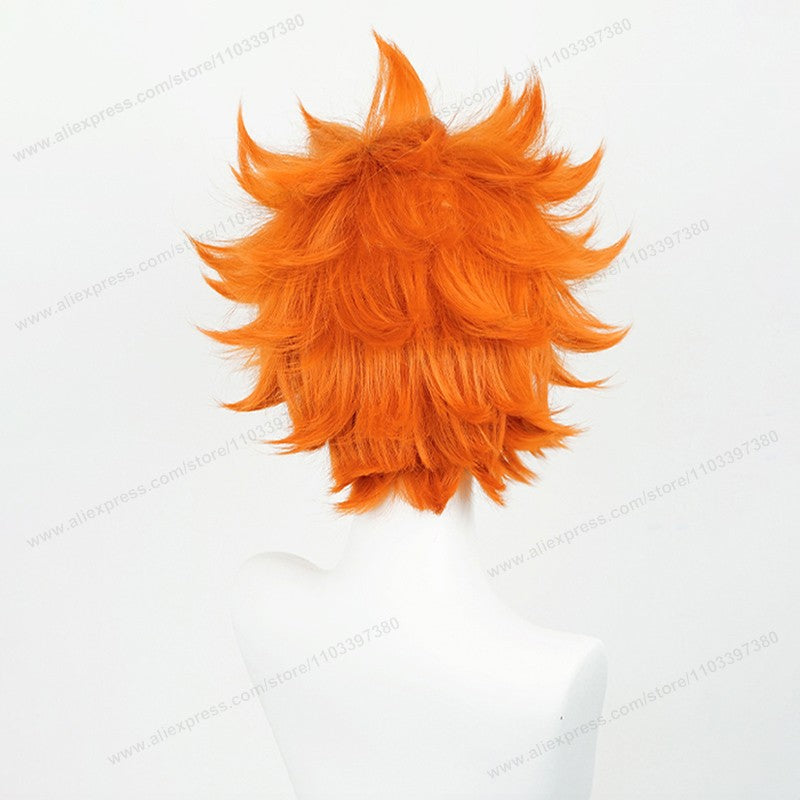 Peruca de Cosplay Hinata Shoyo 26cm Curta Cabelo Laranja Anime Shoyo Hinata Perucas Sintéticas Resistentes ao Calor