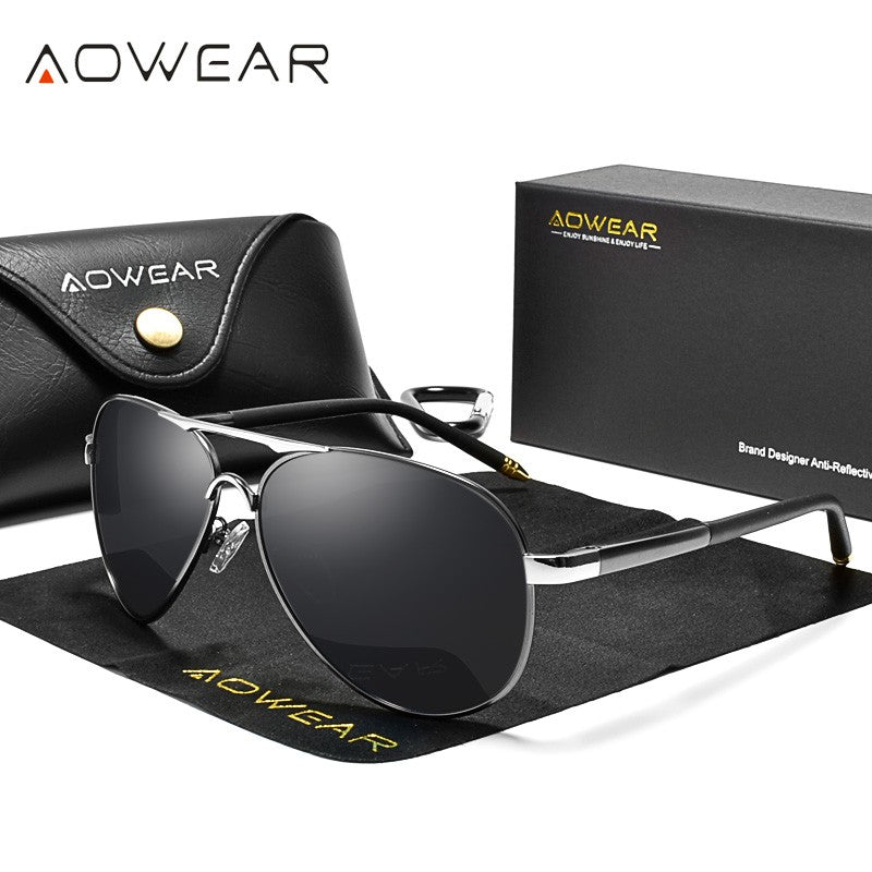 Óculos de Sol Masculino AOWEAR de Aviador Polarizado Espelhado Para Homem HD Dirigir Piloto Óculos de Sol lunettes de soleil homme