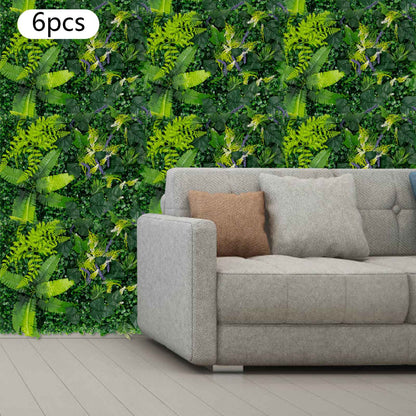 6 Pack Artificial Greenery Wall 60x40cm Faux Plant Panel for Garden Balcony Porch Wedding Party Indoor Outdoor Decoration