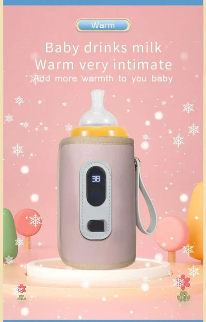 Portable Baby Bottle Insulation Sleeve, Baby Milk Insulation Device with LCD Screen, USB Insulation Bottle for Car Travel, Porta