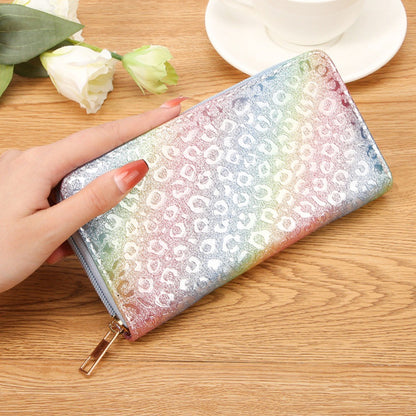 Minimalist PU Leather Leather Women Wallets 6 Colors Glitter Pattern Coin Purse Large Capacity Zipper Storage Bag Women