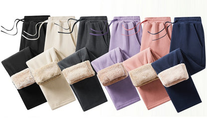YJKVUR Unisex 2025 Winter New Oversize Pants Men Women Warm Fleece Liner Drawstring Trousers Casual Comfortable Gym Sweatpants