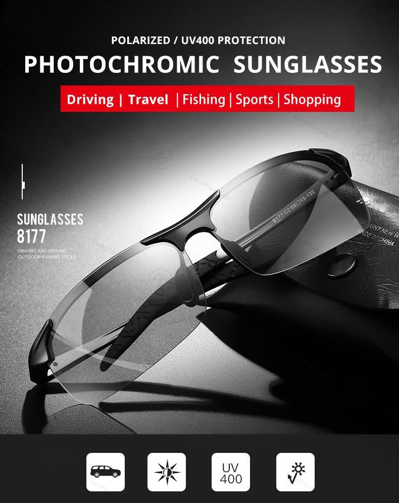 CoolPandas Óculos de Sol Fotocromáticos Masculinos Polarizados Sem Aro para Esportes ao Ar Livre Óculos de Condução Dia Noite Camaleão Óculos Masculinos