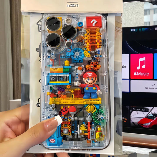 Fashion Building Blocks M-Marios Phone Case For iPhone 17 16 15 14 13 12 11 Mini Pro Max XR XSMax 8 Plus SE20 Transparent Cover