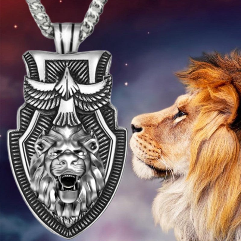 Colar Masculino de Aço Inoxidável com Pingente Triângulo e Cabeça de Lobo, Joia Punk de Animal para Homens, Presente de Aniversário, Estilo Hip Hop