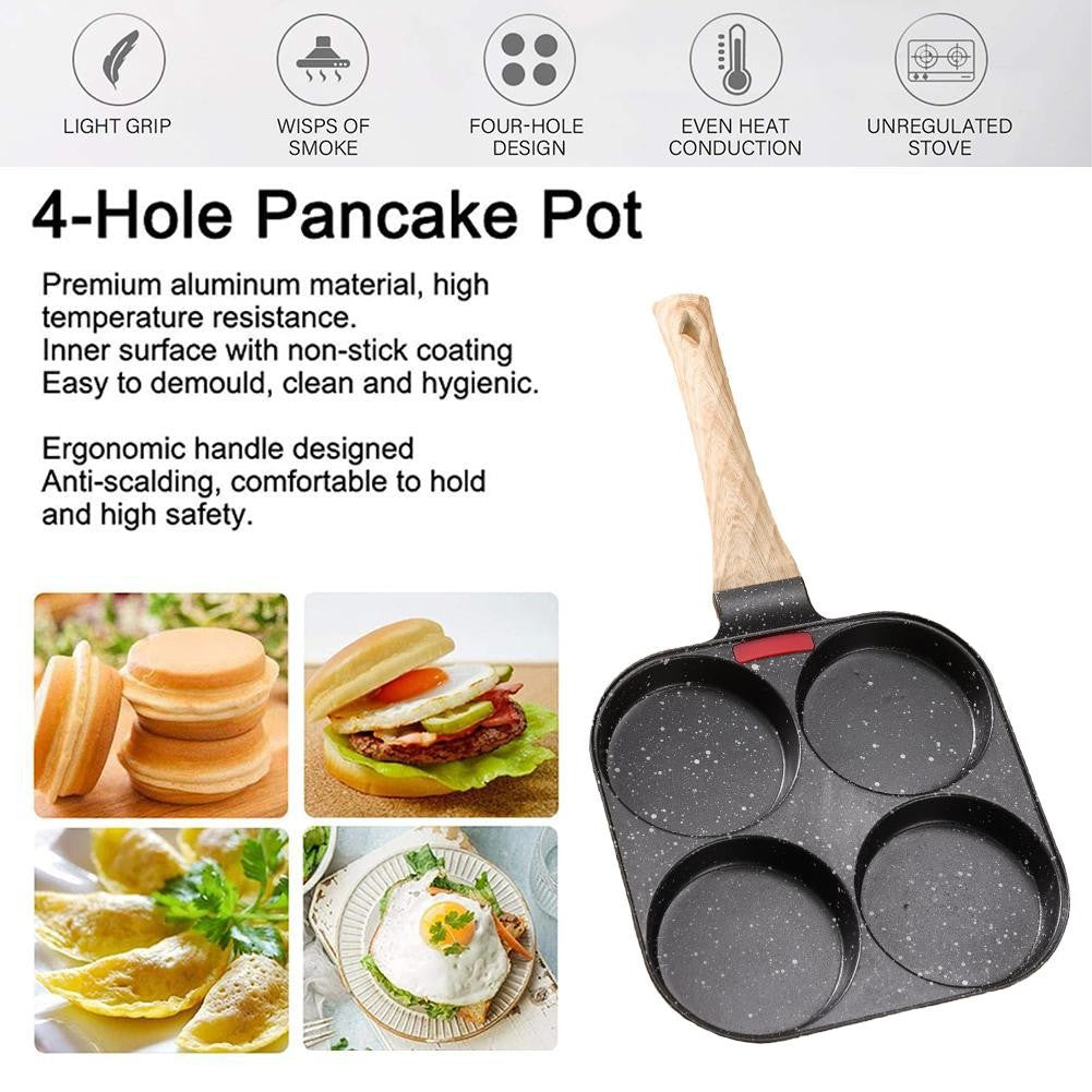 Frigideira de 4 Ovos Antiaderente para Café da Manhã, Mini Panquequeira Japonesa para Omeletes, À Prova de Ferrugem, Fritadeira para Cozinha Doméstica