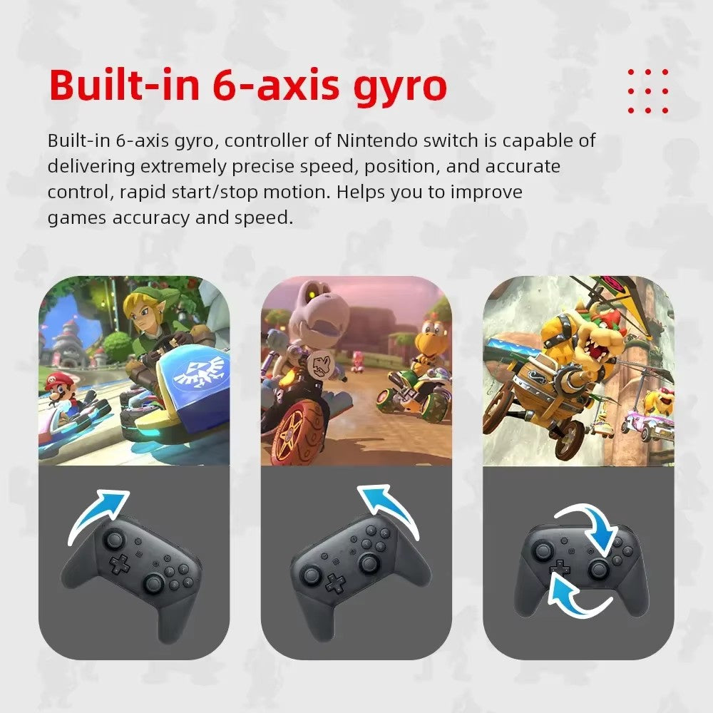 Wireless Bluetooth Gamepad Controller with Wake Function Joystick 6-Axis Gyro HD Vibration for Switch Game Console