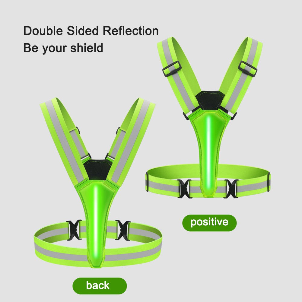 Glowing Reflector Straps Vest Adjustable & Elastic High Visibility Running Vest Safety Running Vest for Runners Night Walking