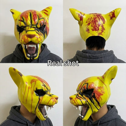 Hotline Miami Tony Tiger Mask Game Cosplay Funny Animal Head Cover Horror Tiger Mask Halloween Party Prop Bloody Tiger Mask