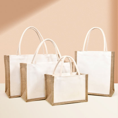 10 custom cotton and linen handbags, linen splicing bags, canvas shopping bags, clothing storage bags, printed logo