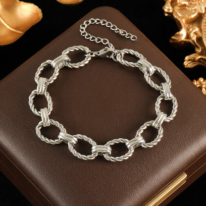 GANEMLY Conjunto de colar e pulseira de corrente de metal de aço inoxidável 316L para mulheres, gargantilhas de estilo punk, joias à prova d'água, presente feminino