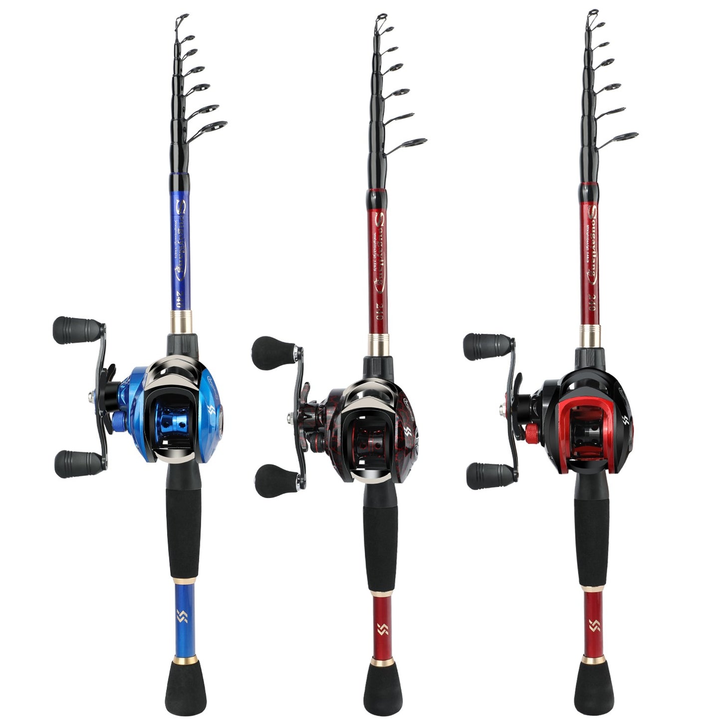 Sougayilang 1.8-2.4m Fibra de Carbono Vara de Pesca Telescópica e Molinete Combo de Alta Qualidade Vara de Pesca de Arremesso 18+1BB Conjunto de Pesca com Molinete