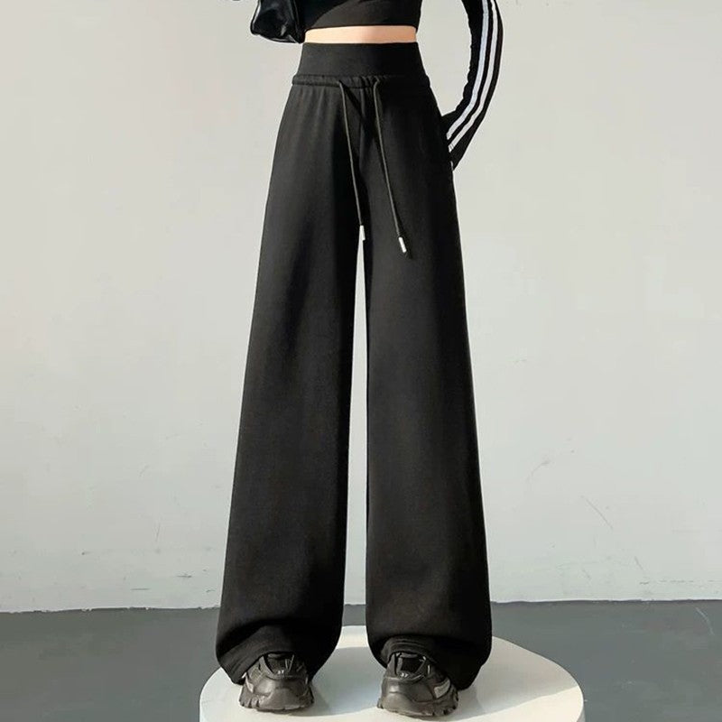 Girls Classic Fashion High Waist Pants Female Comfortable Straight Leg Trousers Lady Korean Baggy Casual Daily Pants